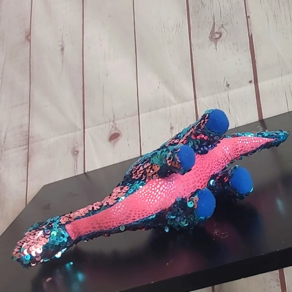 TY Beanie Baby Flippables TREMOR Dinosaur Blue Pink Sequins 6" NASA SpaceX - Picture 13 of 16